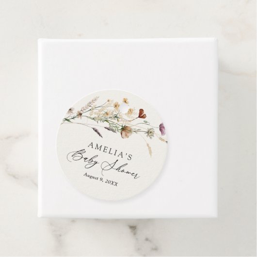 Boho Herfst Wildflower Baby shower Bedankjes Labels (In situ)