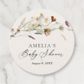 Boho Herfst Wildflower Baby shower Bedankjes Labels (Voorkant)
