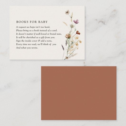 Boho Herfst Wildflower Baby shower Boeken voor Bab Informatiekaartje (Voorkant / Achterkant)