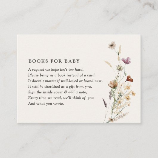 Boho Herfst Wildflower Baby shower Boeken voor Bab Informatiekaartje (Voorkant)