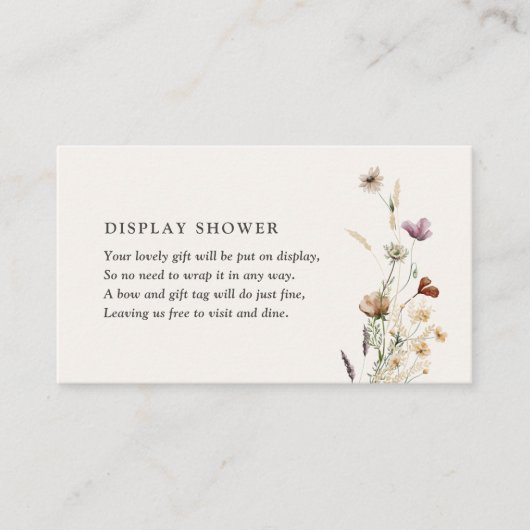 Boho Herfst Wildflower Baby shower Display Shower Informatiekaartje (Voorkant)