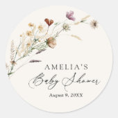 Boho Herfst Wildflower Baby shower Ronde Sticker (Voorkant)