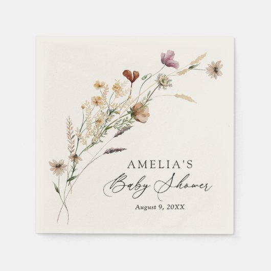 Boho Herfst Wildflower Baby shower Servet (Voorkant)