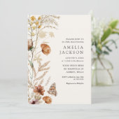 Boho Herfst Wildflower Baby shower Uitnodiging (Staand voorkant)