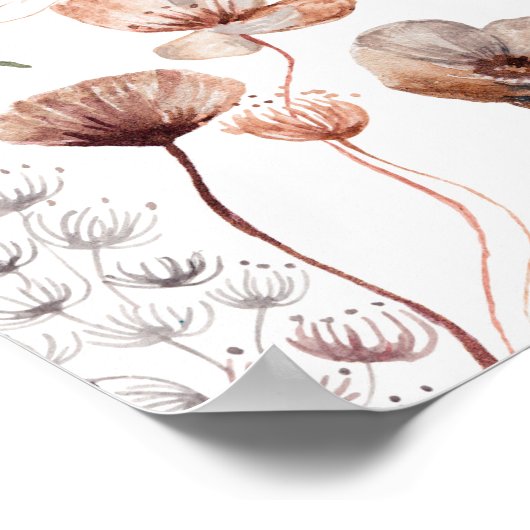 Boho Herfst Wildflower Baby shower Welkomstteken Poster (Hoek)