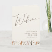 Boho herfst Wildflower Beige gevouwen bruiloft Programma (Voorkant)