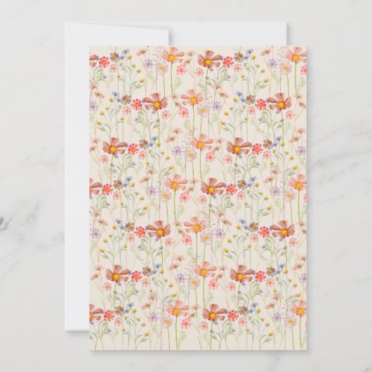 Boho Herfst Wildflower Beige Terracotta bruiloft Kaart (Achterkant)