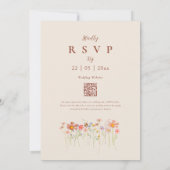 Boho Herfst Wildflower Beige Terracotta QR-code Kaart (Achterkant)