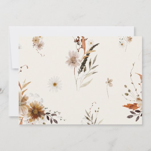 Boho Herfst Wildflower Beige Wedding Tijdlijn Kaar Save The Date (Achterkant)