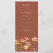 Boho Herfst Wildflower Bloemen Verbrand Sinaasappe Menu (Voorkant)