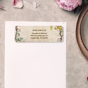 Boho herfst Wildflower Botanische bruiloft Etiket