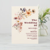 Boho herfst Wildflower Botanische bruiloft Kaart (Staand voorkant)