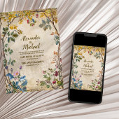 Boho herfst Wildflower Botanische bruiloft Kaart