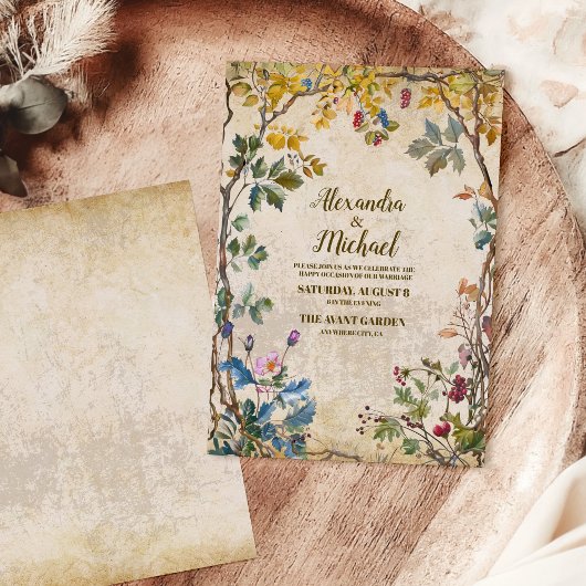 Boho herfst Wildflower Botanische bruiloft Kaart