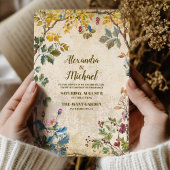 Boho herfst Wildflower Botanische bruiloft Kaart