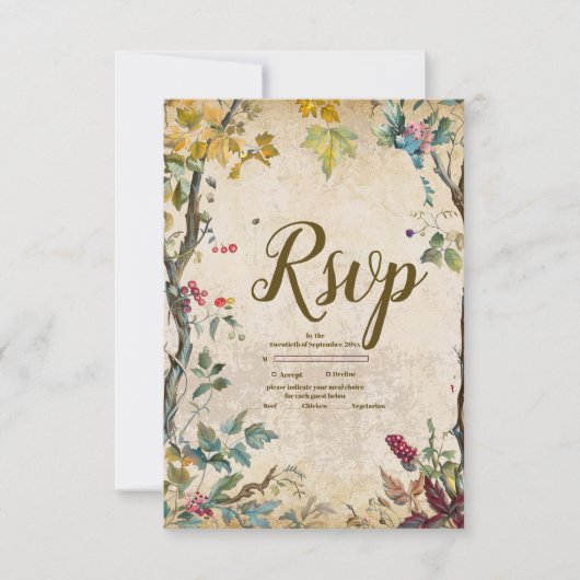 Boho herfst Wildflower Botanische bruiloft RSVP Kaartje (Voorkant)