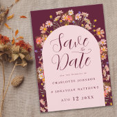 Boho Herfst Wildflower Bourgogne Blush Roze Huweli Save The Date