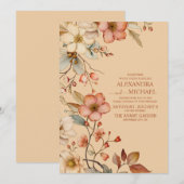 Boho herfst Wildflower bruiloft Kaart (Voorkant / Achterkant)