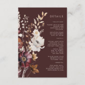 Boho Herfst Wildflower Bruin Huwelijk Informatiekaartje (Voorkant)