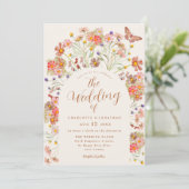Boho Herfst Wildflower Butterfly Floral Wedding Kaart (Staand voorkant)