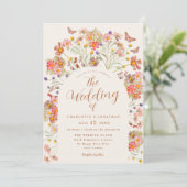 Boho Herfst Wildflower Butterfly Wedding Kaart (Staand voorkant)