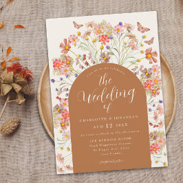 Boho Herfst Wildflower Butterfly Wedding Kaart