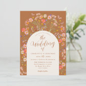 Boho Herfst Wildflower Butterfly Wedding Kaart (Staand voorkant)