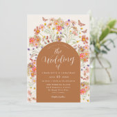 Boho Herfst Wildflower Butterfly Wedding Kaart (Staand voorkant)