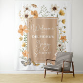 Boho Herfst Wildflower Fairy Baby shower Welkom Wandkleed (In situ)