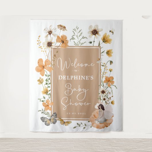 Boho Herfst Wildflower Fairy Baby shower Welkom Wandkleed (Voorkant)