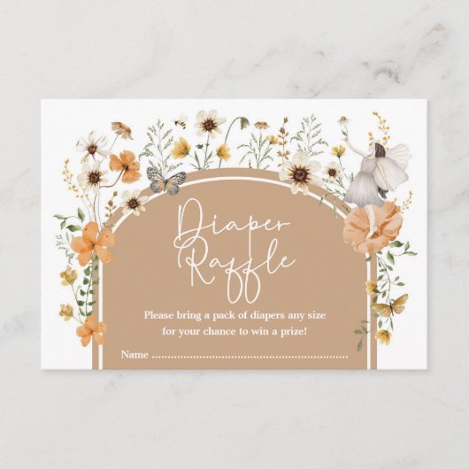 Boho Herfst Wildflower Fairy Luier Raffle Informatiekaartje (Voorkant)