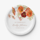 Boho Herfst Wildflower Floral Baby shower Custom Papieren Bordje (Voorkant)