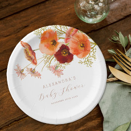 Boho Herfst Wildflower Floral Baby shower Custom Papieren Bordje