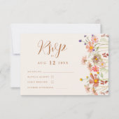 Boho Herfst Wildflower Floral Wedding RSVP Kaartje (Voorkant)