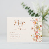 Boho Herfst Wildflower Floral Wedding RSVP Kaartje (Staand voorkant)