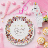 Boho Herfst Wildflower Garden Krans Vrijgezellenfe Papieren Bordje (Feest)