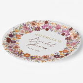 Boho Herfst Wildflower Garden Krans Vrijgezellenfe Papieren Bordje (Gekanteld)
