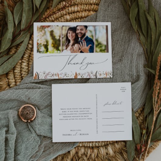 Boho herfst Wildflower Horizontale Foto Dank u Briefkaart