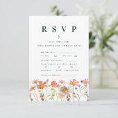 Boho Herfst Wildflower Maaltijdopties bruiloft RSVP Kaartje (Staand voorkant)