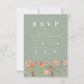 Boho Herfst Wildflower Maaltijdopties bruiloft RSVP Kaartje (Voorkant)