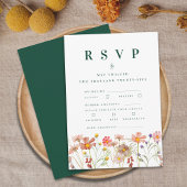 Boho Herfst Wildflower Maaltijdopties bruiloft RSVP Kaartje
