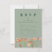 Boho Herfst Wildflower Maaltijdopties bruiloft RSVP Kaartje (Voorkant)