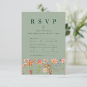 Boho Herfst Wildflower Maaltijdopties bruiloft RSVP Kaartje (Staand voorkant)