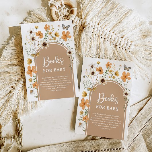 Boho Herfst Wildflower Meadow Boeken voor Baby Informatiekaartje