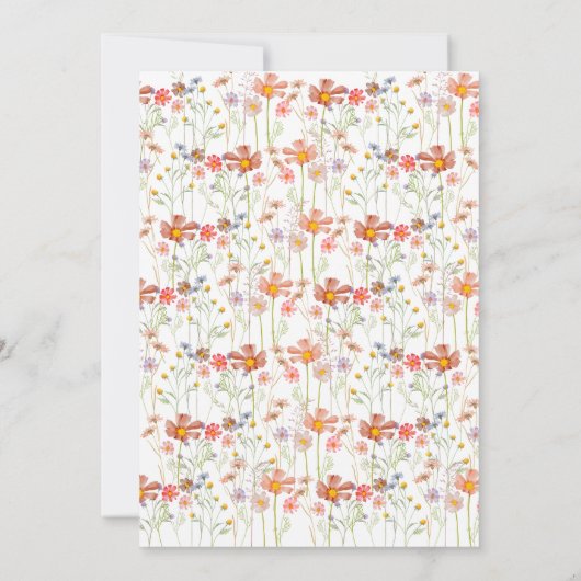 Boho Herfst Wildflower Meadow Wedding Kaart (Achterkant)