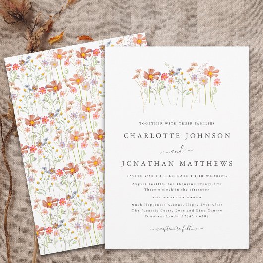 Boho Herfst Wildflower Meadow Wedding Kaart