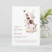 Boho Herfst Wildflower Pompoen bruiloft Programmakaart (Staand voorkant)