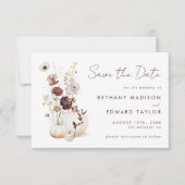 Boho Herfst Wildflower Pompoen bruiloft Save The Date (Voorkant)
