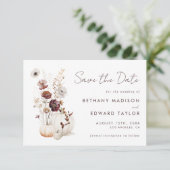 Boho Herfst Wildflower Pompoen bruiloft Save The Date (Staand voorkant)