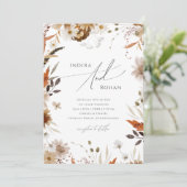 Boho herfst Wildflower QR-code Alles in één bruilo Kaart (Staand voorkant)